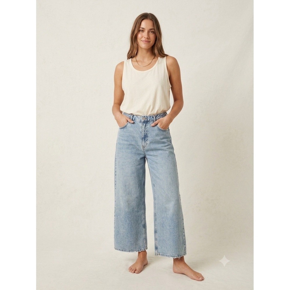Koton‎ Bianca Jeans W32 L32 Womens High Waisted Wide Leg Light Blue Denim Retro